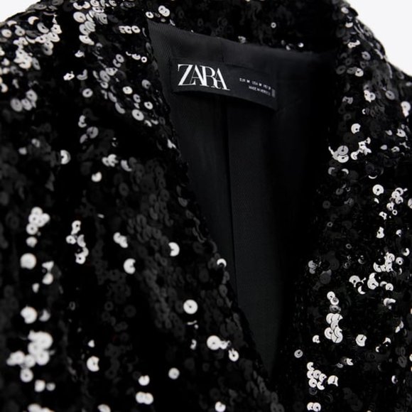 ZARA LONG SEQUINNED BLAZER 9336/556/255/032 - Picture 8 of 9